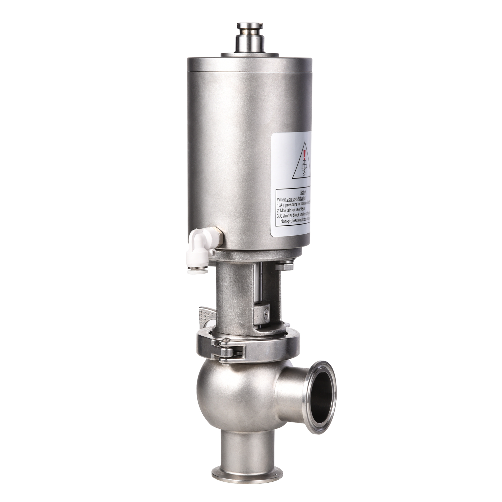 Sanitary SS304 Fluid Reversing Valve Hygienic Pneumatic Acting Stop And Reversing Valve