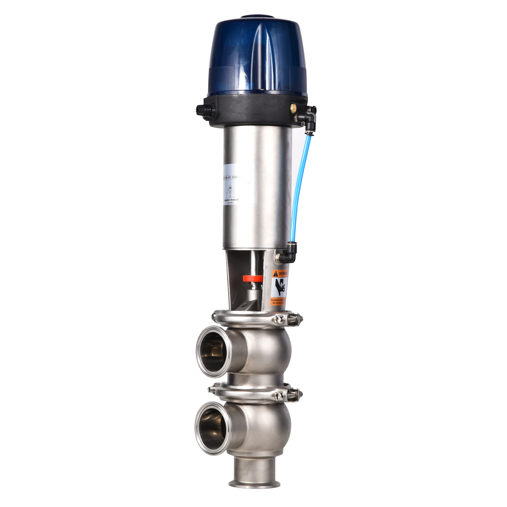 Sanitary SS304 Fluid Reversing Valve Hygienic Pneumatic Acting Stop And Reversing Valve