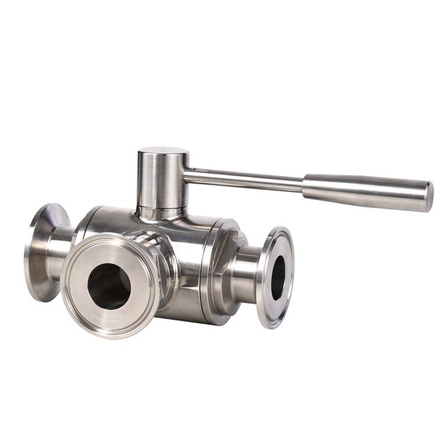 Stainless Steel 304 High Plate Clamp 3-way Ball Valve