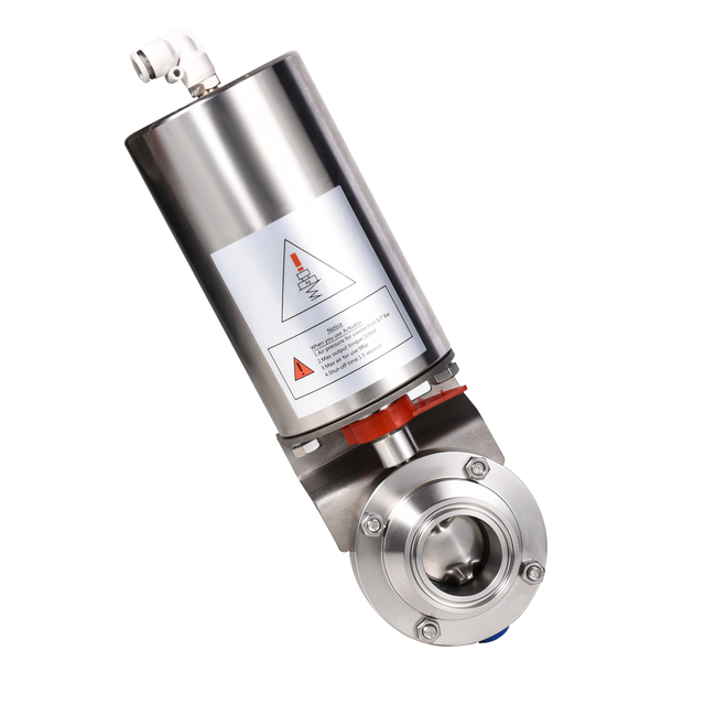  Food Grade Pneumatic Actuator Sanitary Stainless Steel Weld Ends Butterfly Valve