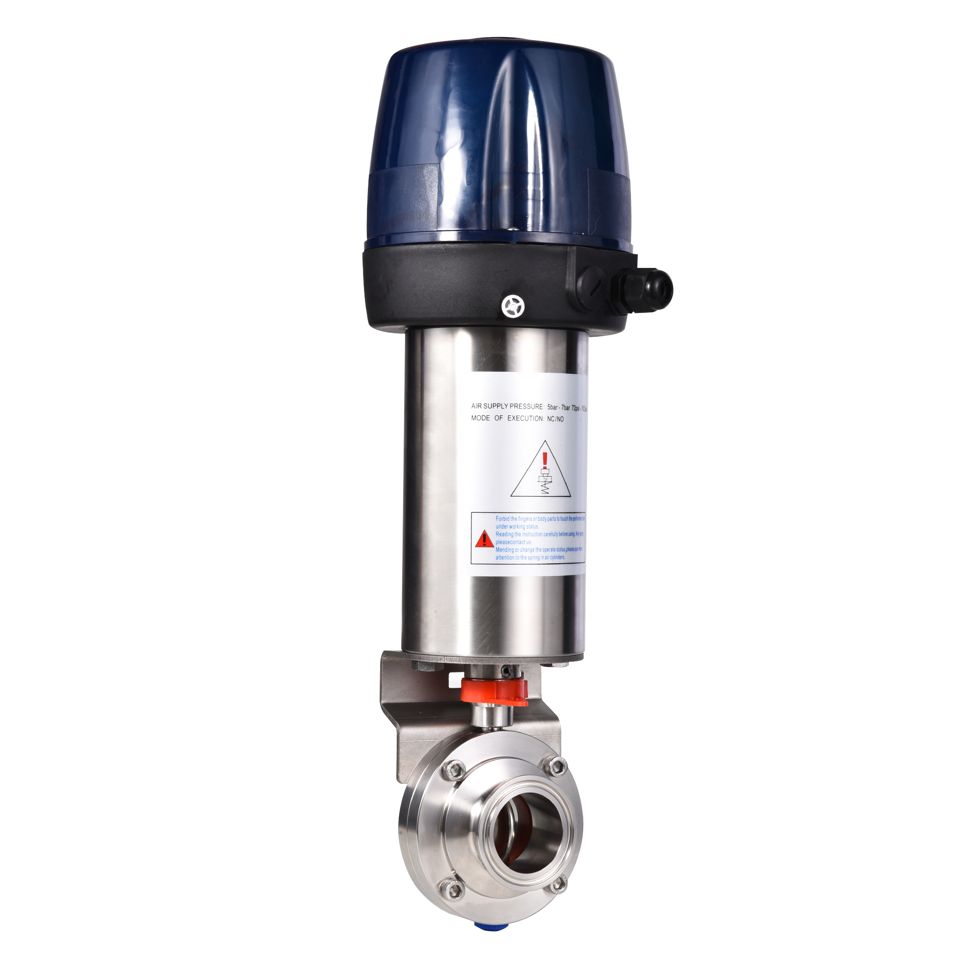 3A Stainless Steel Sanitary Tri-Clamp Butterfly Valve With Pneumatic Actuator And C-TOP 
