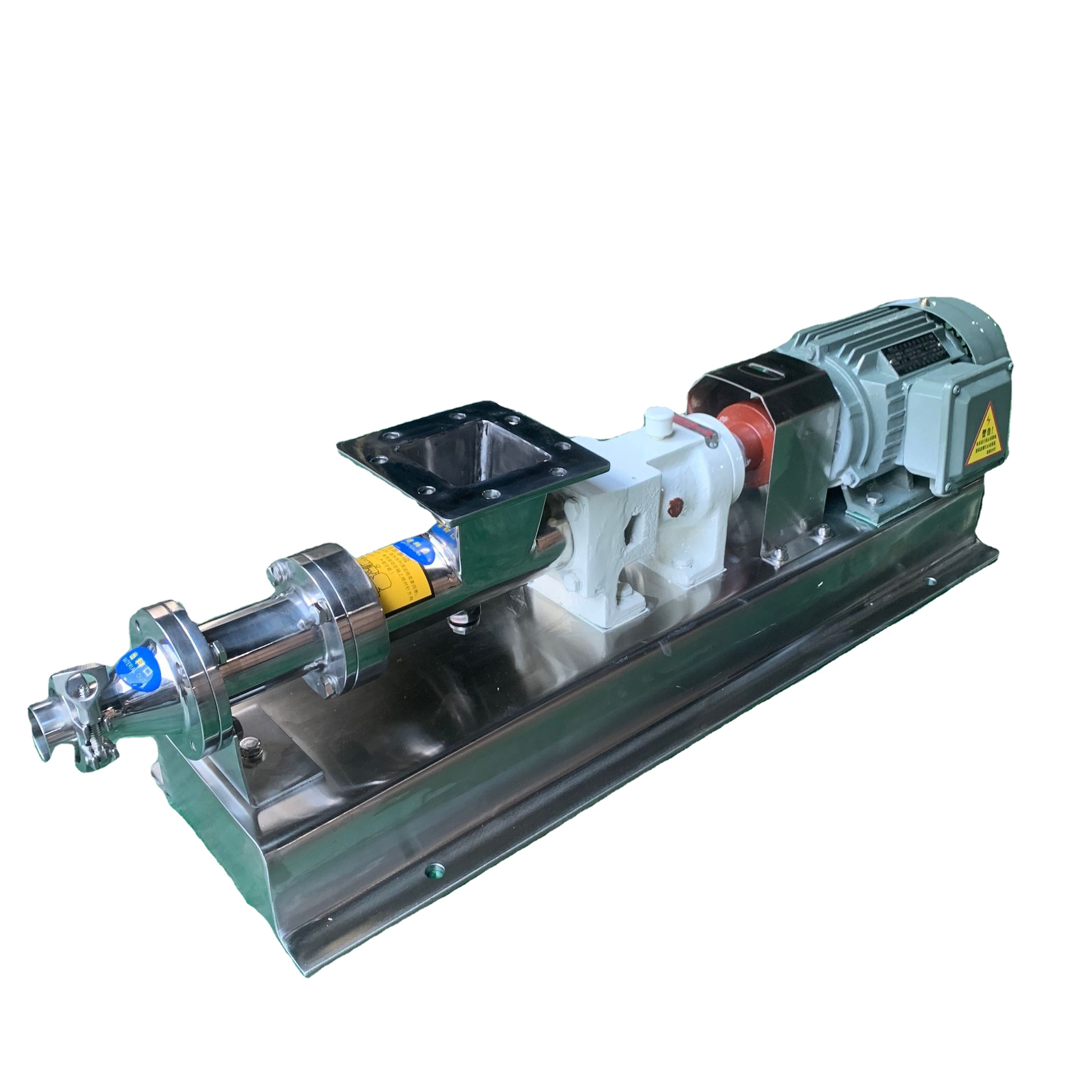 Food Grade Stainless Steel SS304 High Viscosity Sanitary Single Screw Mono Pump With Hopper