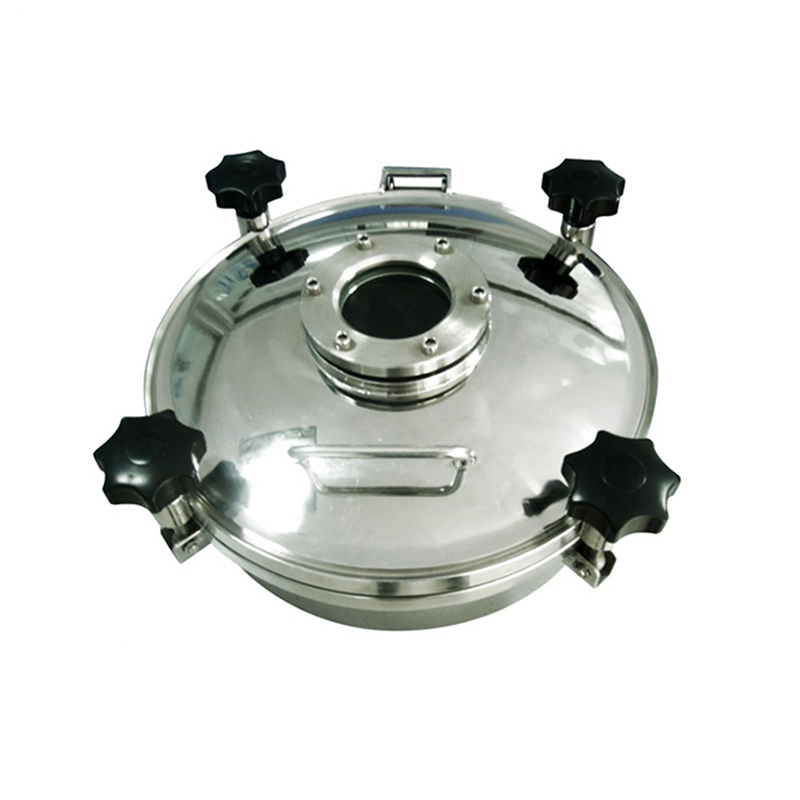 Dairy Tank Stainless Steel 304 Sanitary Round Type Pressure Manhole Cover With Flange Sight Glass