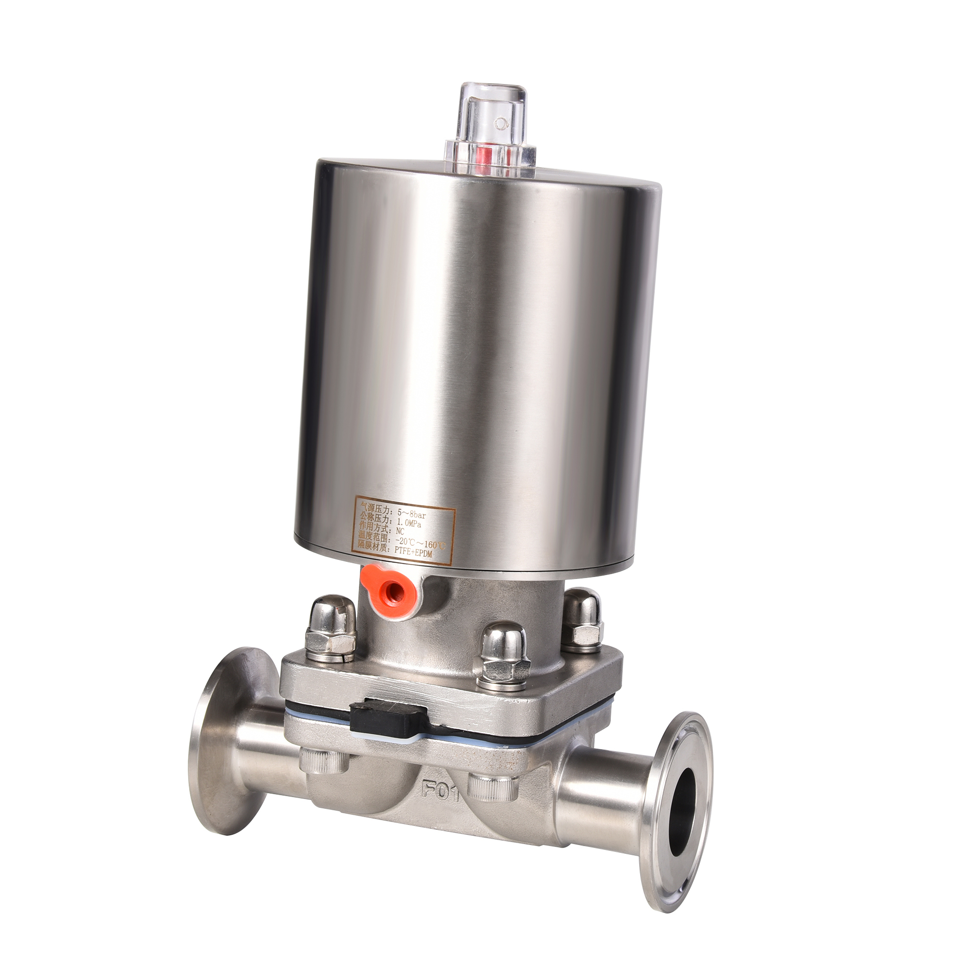 Sanitary SS316L Stainless Steel Pneumatic Clamp Diaphragm Valve