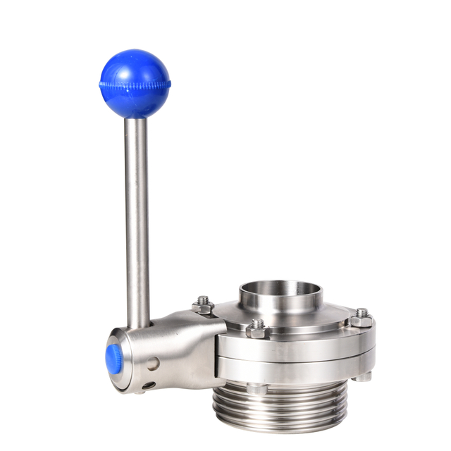 High Quality Sanitary Stainless Steel Manual Type Weld End And Male End Butterfly Valve 