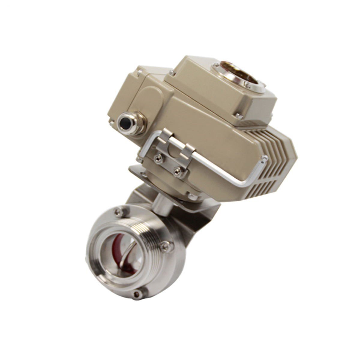 SS316 Stainless Steel Motorized Sanitary Electric Threaded Butterfly Valve 