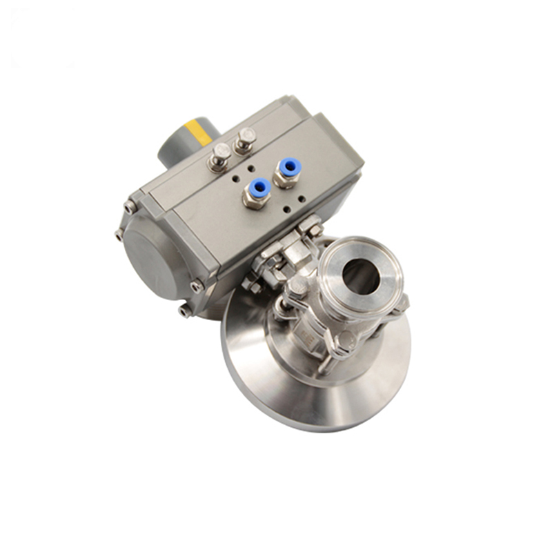 Sanitary SS304 3-piece Clamp Tank Bottom Ball Valve Pneumatic Tank Bottom Valve