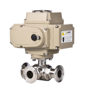 Sanitary Stainless Steel Electric Actuated Motorized Three Way Clamp Ball Valve 
