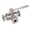 Sanitary Stainless Steel SS304 SS316L Food Grade Manual Clamped 3 Way Ball Valve