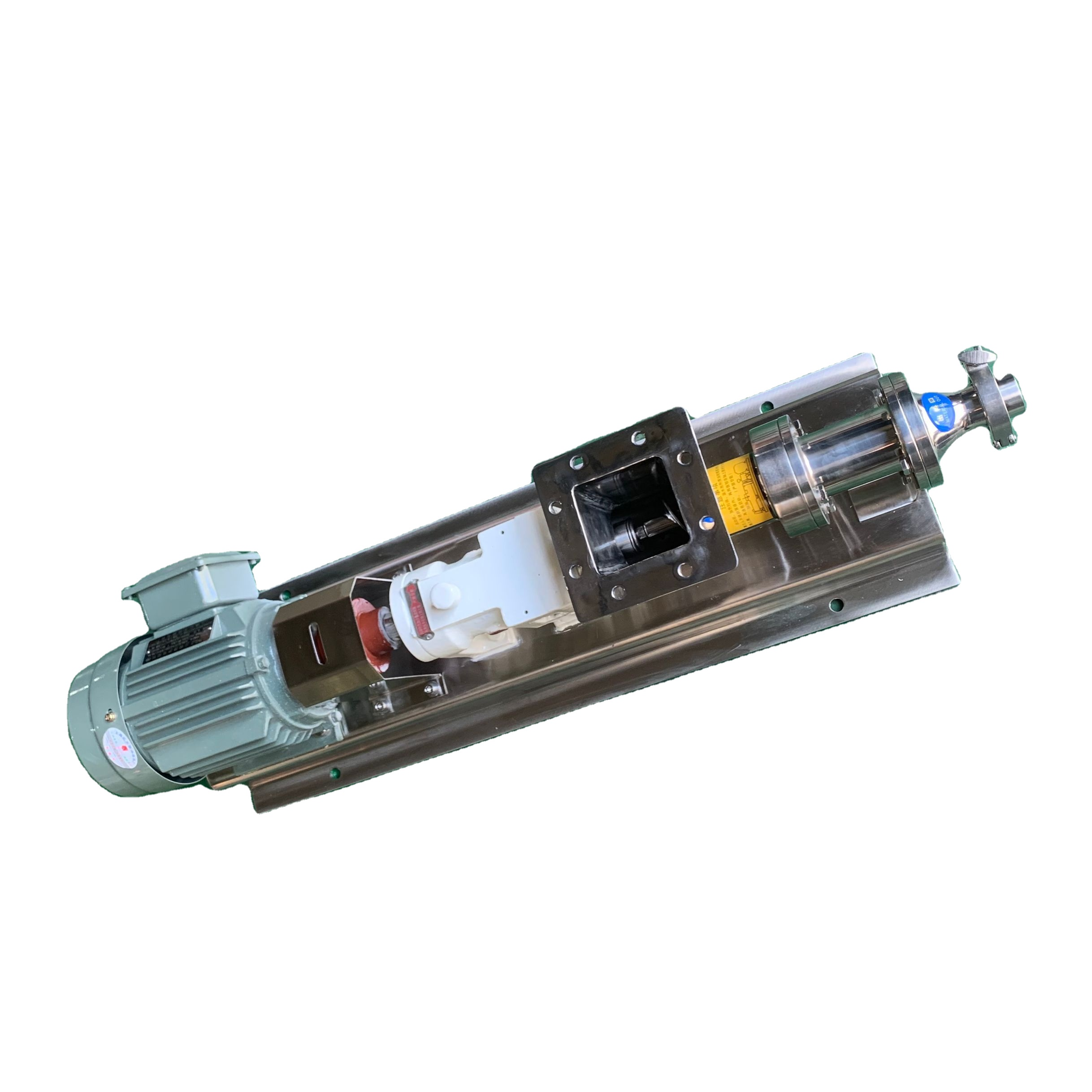 Food Grade Stainless Steel SS304 High Viscosity Sanitary Single Screw Mono Pump With Hopper