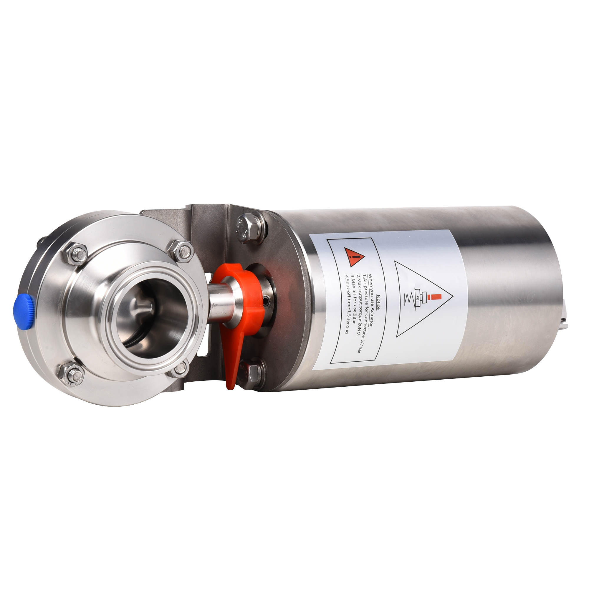  Food Grade Pneumatic Actuator Sanitary Stainless Steel Weld Ends Butterfly Valve