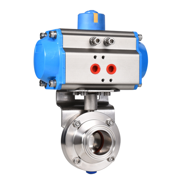Sanitary Aluminium Pneumatic Actuator Butterfly Valve With Tri-clamp Ends 