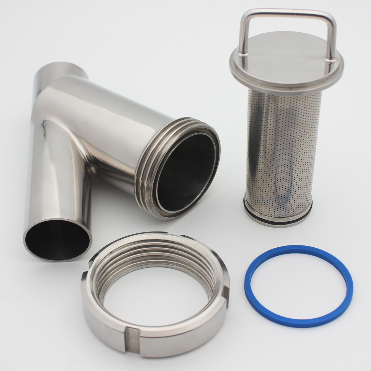 Food Grade Stainless Steel SS304 DN50 Sanitary Welded Y Type Filter / Strainer With 100 Mesh 0.15mm Filter Element