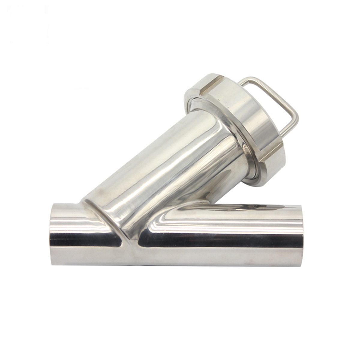 Food Grade Stainless Steel SS304 DN50 Sanitary Welded Y Type Filter / Strainer With 100 Mesh 0.15mm Filter Element