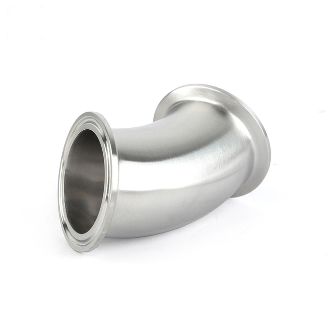 Food Grade Stainless Steel SS304 316L 3A Sanitary 45 Degree Clamped Elbow Bend