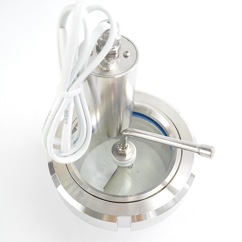 Sanitary Stainless Steel SS304 DIN Union Sight Glass With Light Indicator And Wiper