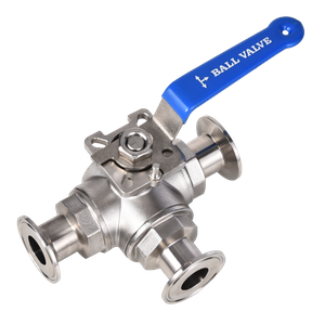 AISI 304 and 316L Sanitary Stainless Steel Tri Clamp Three Way Manual Ball Valve