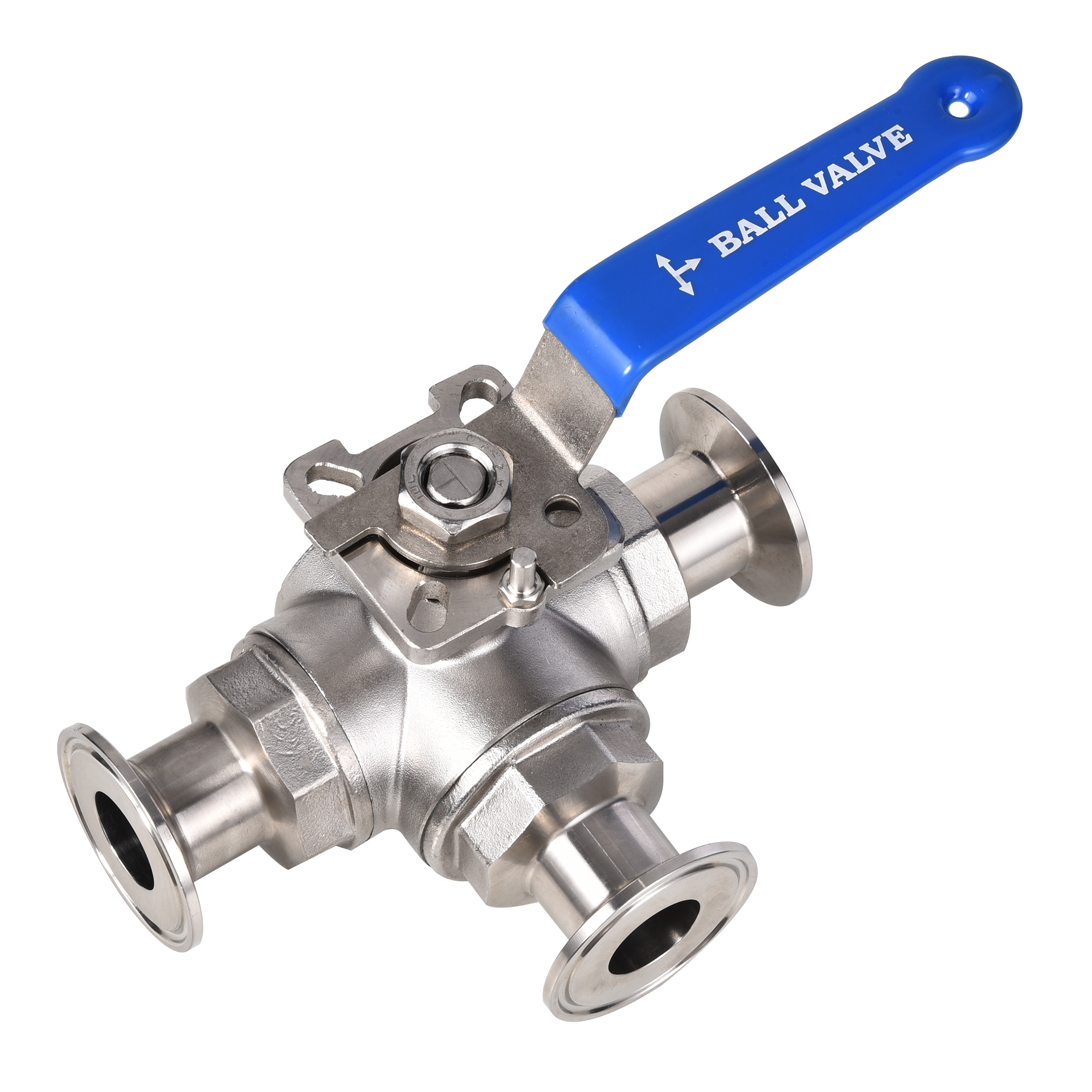 AISI 304 and 316L Sanitary Stainless Steel Tri Clamp Three Way Manual Ball Valve