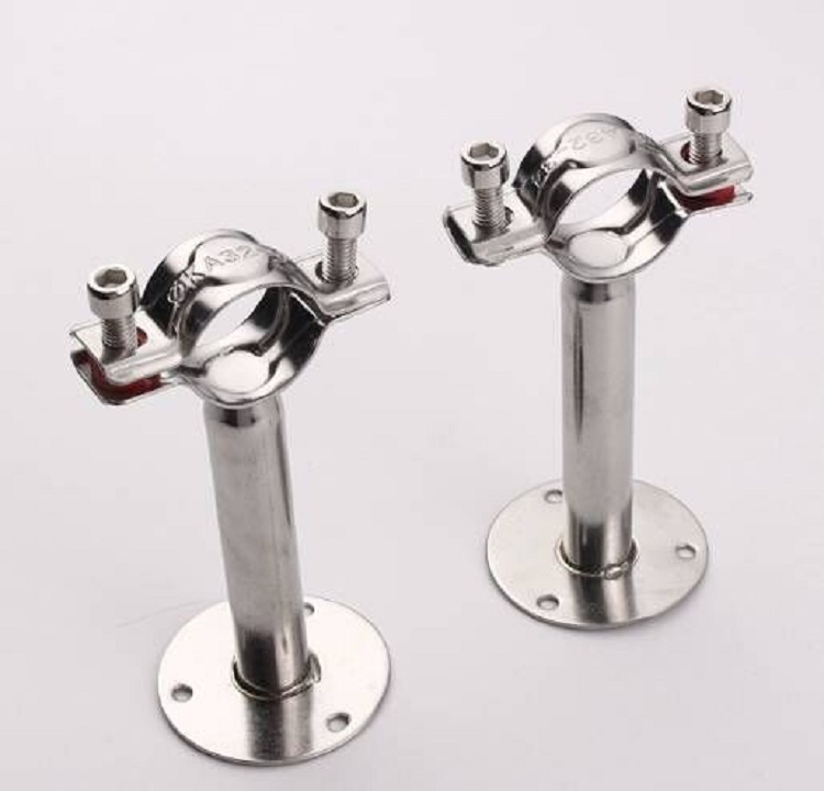 Hygienic Food Grade Pipe Support Stainless Steel Round Pipe Hanger with Flange End