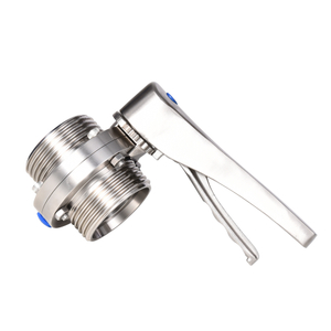 Dairy Industrial Sanitary Stainless Steel Manual Pull Handle Threaded Ends  Butterfly Valve 