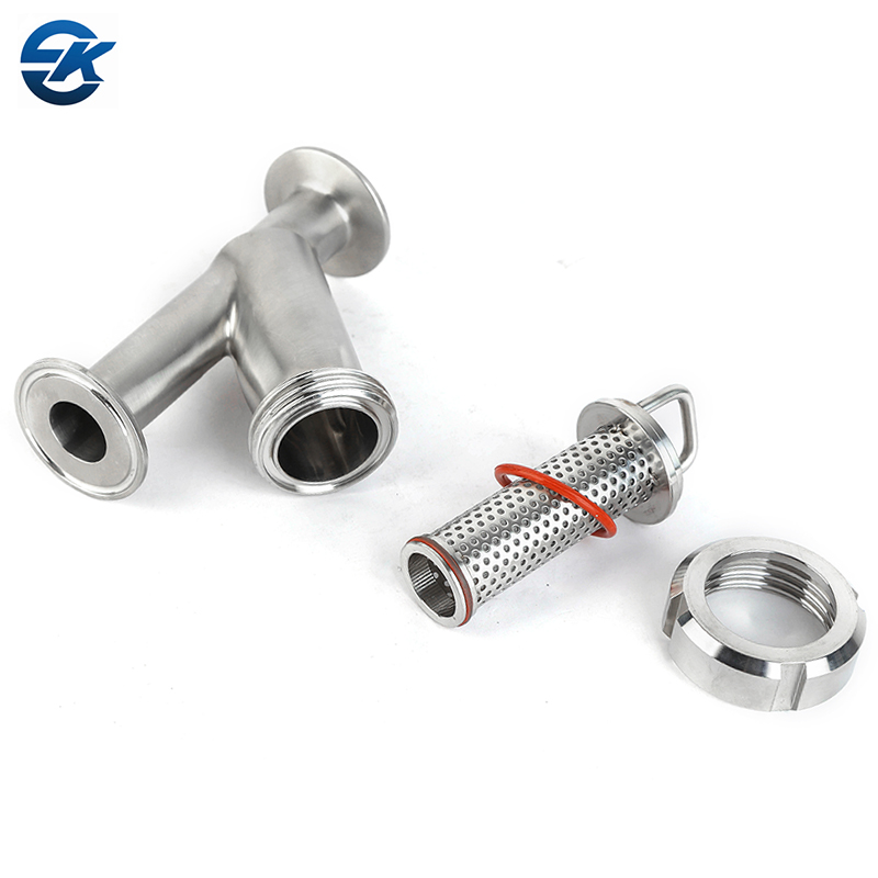 Food Grade SS304 SS316L Stainless Steel SMS Union Threaded Y Filter Strainer