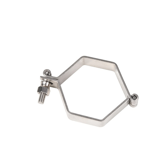 Pharmaceutical Weld Pipe Holder Stainless Steel 316L Hexagon Pipe Bracket