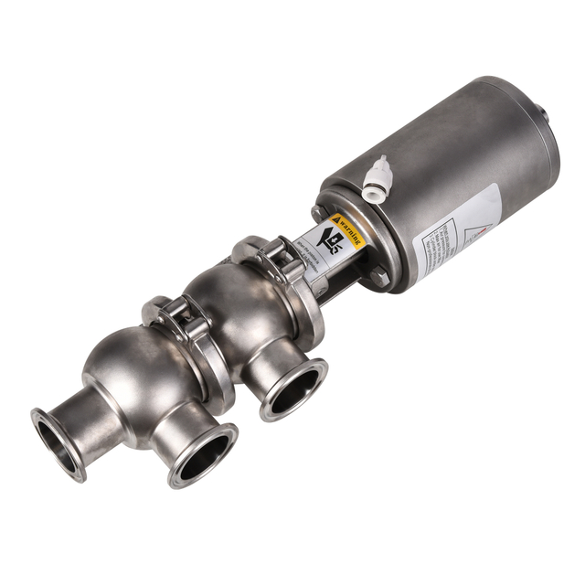 Stainless Steel SS316L F Type Sanitary Pneumatic Stop And Reversing Flow Diversion Valve 