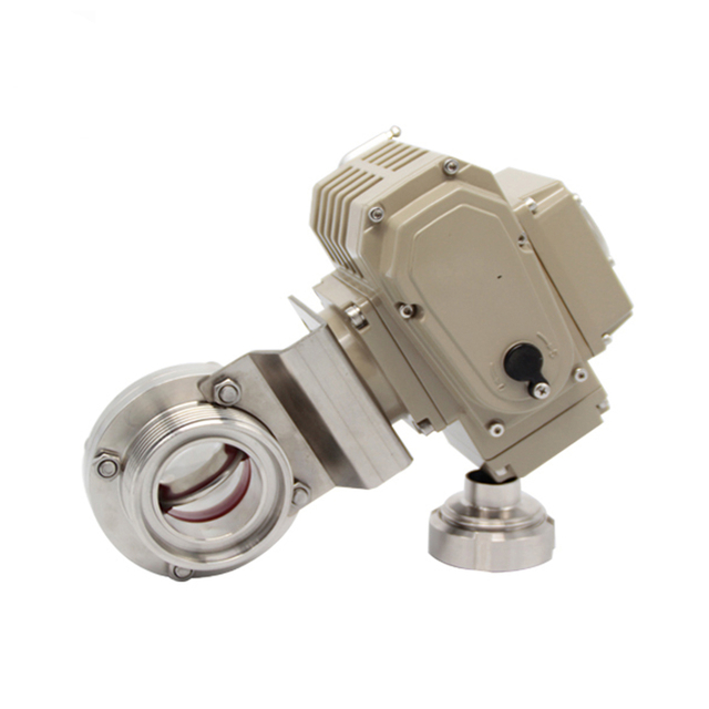 SS316 Stainless Steel Motorized Sanitary Electric Threaded Butterfly Valve 