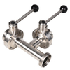 Stainless Steel Sanitary SS304 SS316L 3 Way Butterfly Valve with Thread Ends