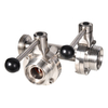 Stainless Steel Sanitary SS304 SS316L 3 Way Butterfly Valve with Thread Ends