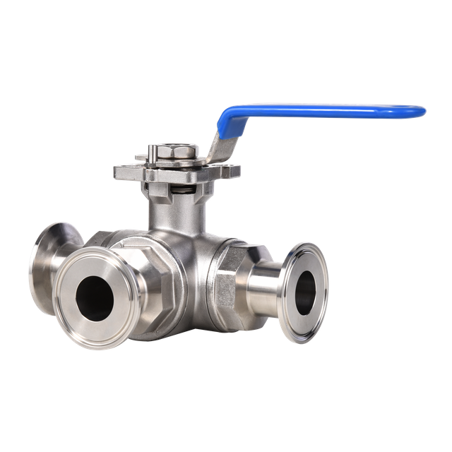 AISI 304 and 316L Sanitary Stainless Steel Tri Clamp Three Way Manual Ball Valve
