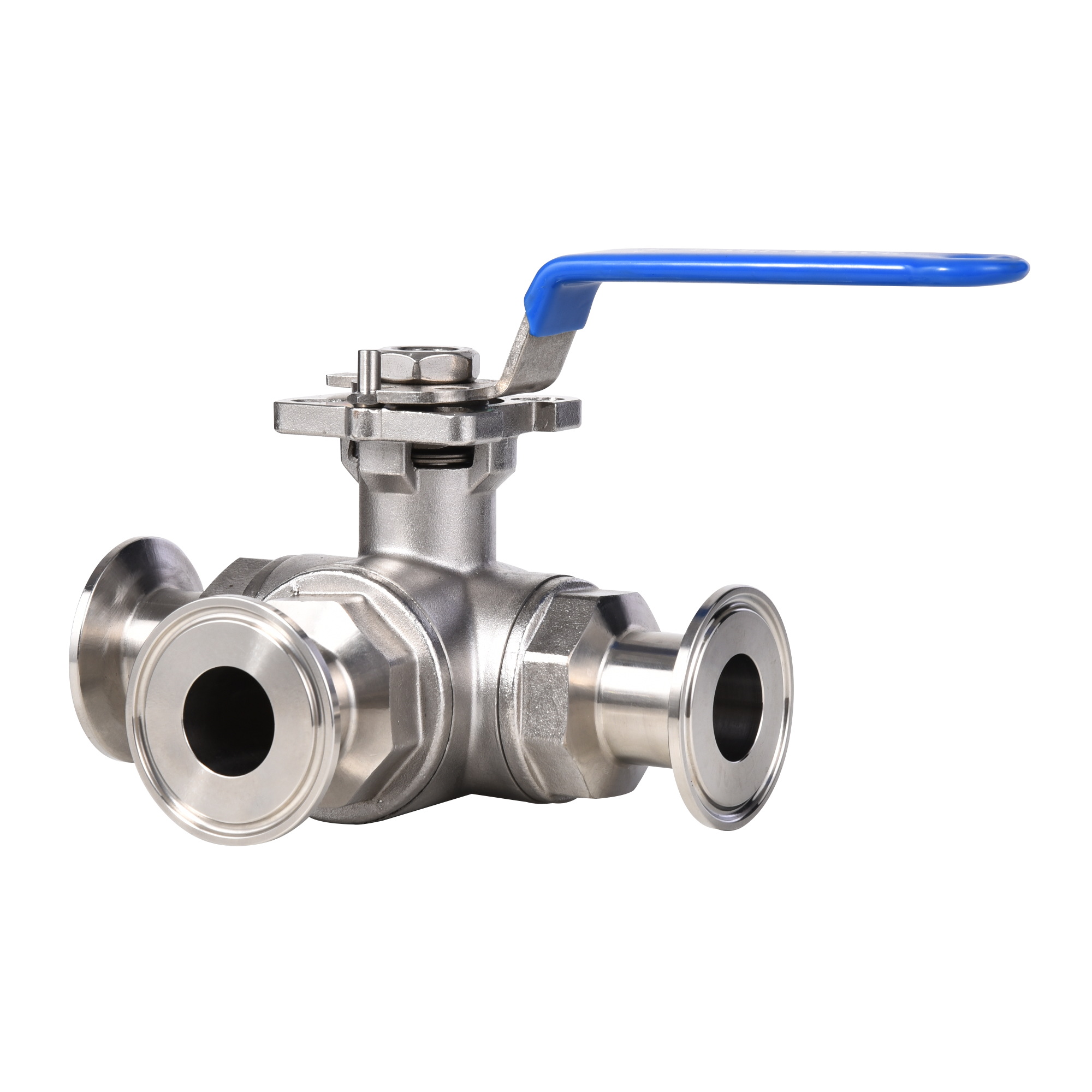 AISI 304 and 316L Sanitary Stainless Steel Tri Clamp Three Way Manual Ball Valve