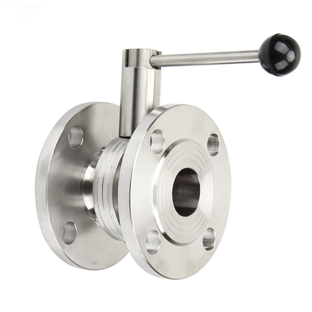 China Supplier Sanitary SS304 and 316 Flange ends Manual Butterfly Valve